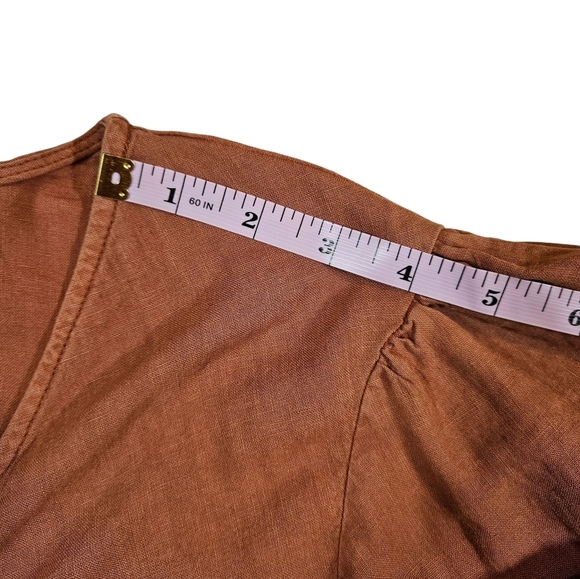 Young Fabulous&Broke Linen Blend Cropped Knot Front Miranda Top, Orange, Small - Picture 14 of 15